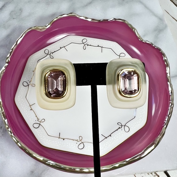 Givenchy Couture Lucite & Amethyst Crystal Clip-On Earrings - Picture 2 of 9